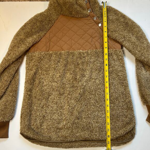 VIISHOW Women's Small Brown Sherpa Quilted Pullover Fleece Sweater - Picture 7 of 7